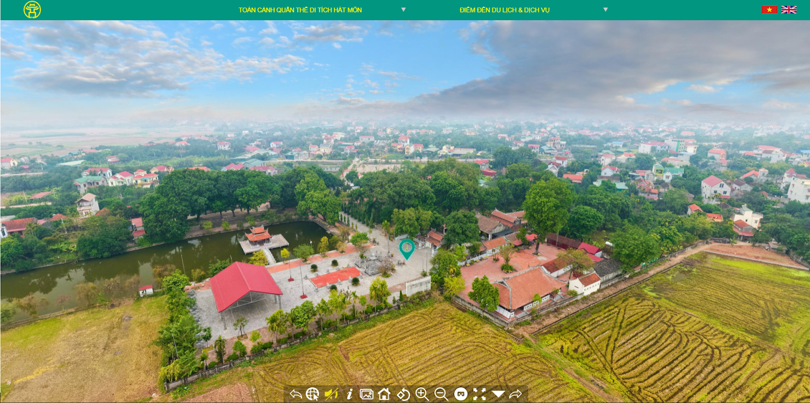 Hình ảnh toàn cảnh Đền Hát Môn được trích từ VR Tour 